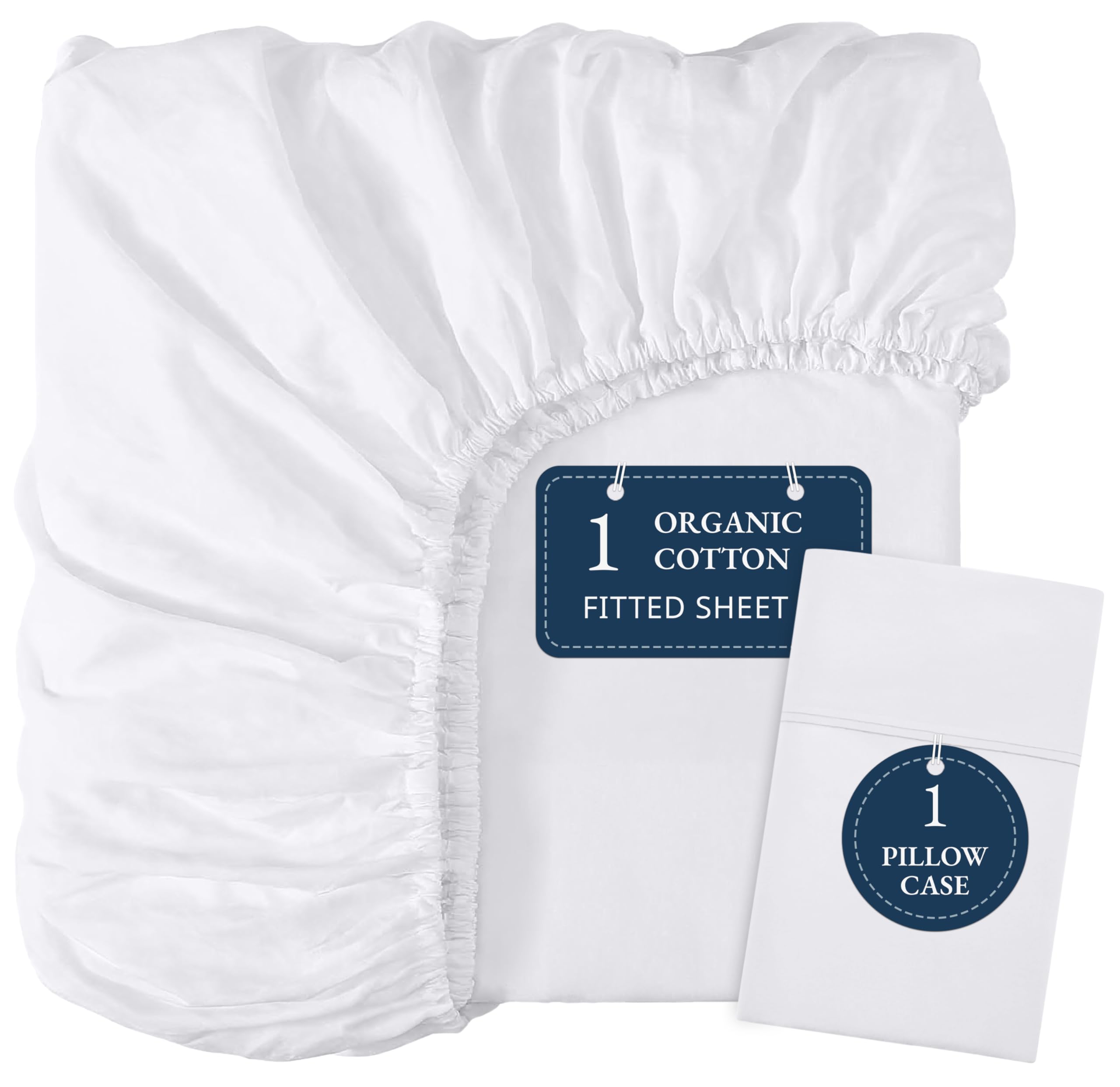 Foto 1 | Sábanas Ajustables Lane Linen, 100% Algodón Orgánico, Talla Doble, Color Blanco - Venta Internacional.