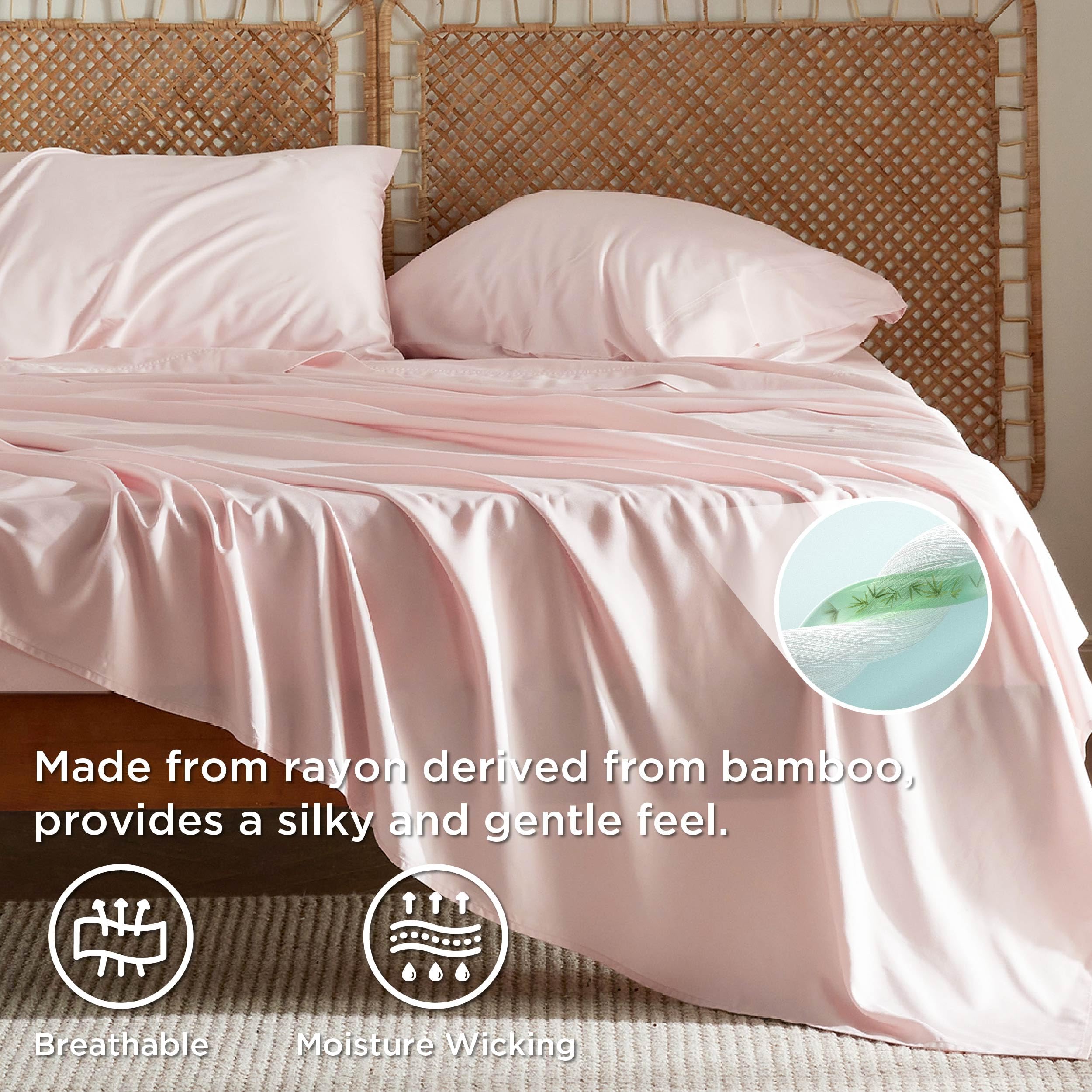 Foto 4 pulgar | Juego De Sábanas Bedsure King Size Cooling Rayon Bamboo Pink - Venta Internacional.