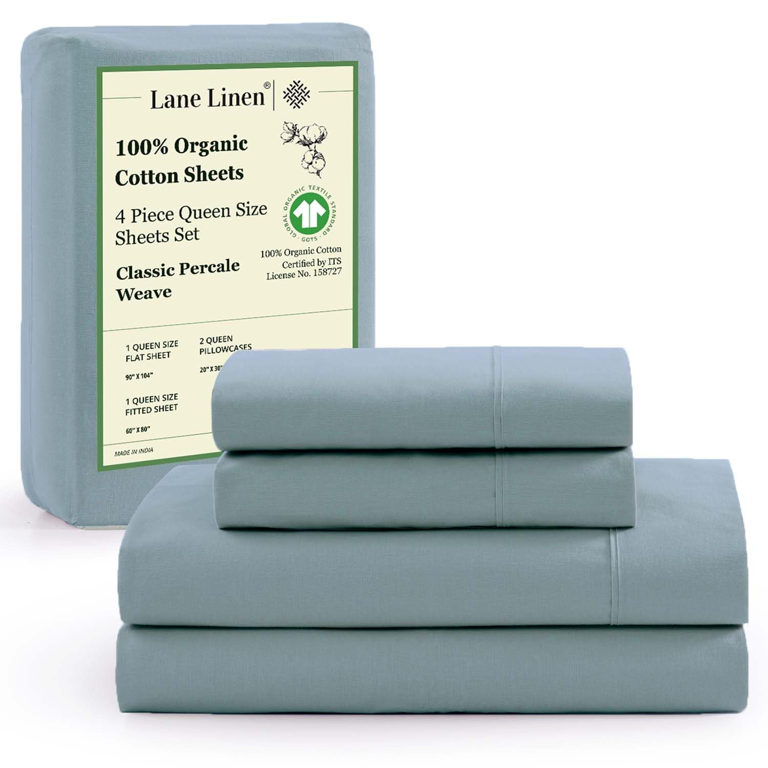 Foto 1 | Juego De Sábanas Lane Linen 100% Algodón Orgánico Queen French Blue - Venta Internacional.