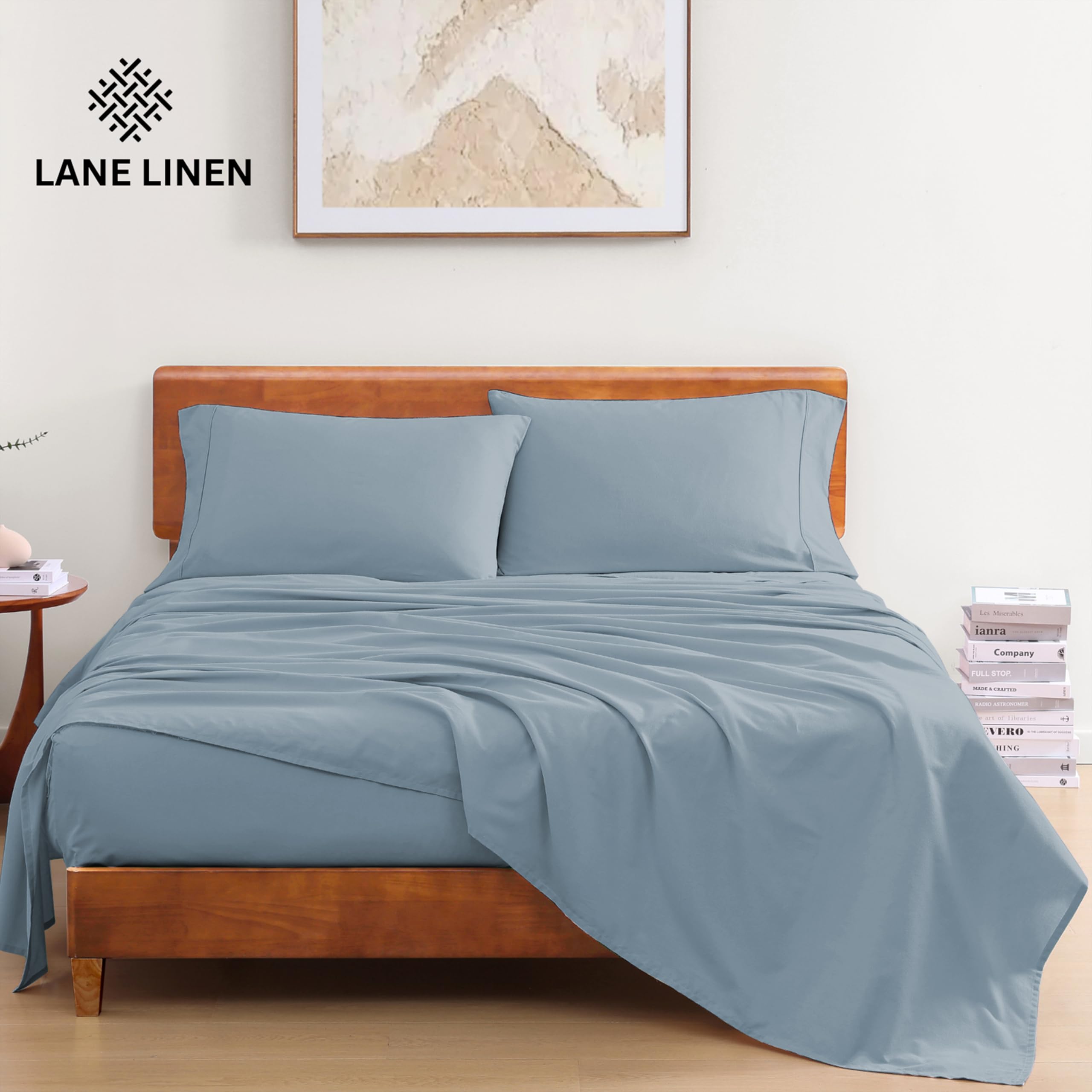 Foto 2 | Juego De Sábanas Lane Linen 100% Algodón Orgánico Queen French Blue - Venta Internacional.