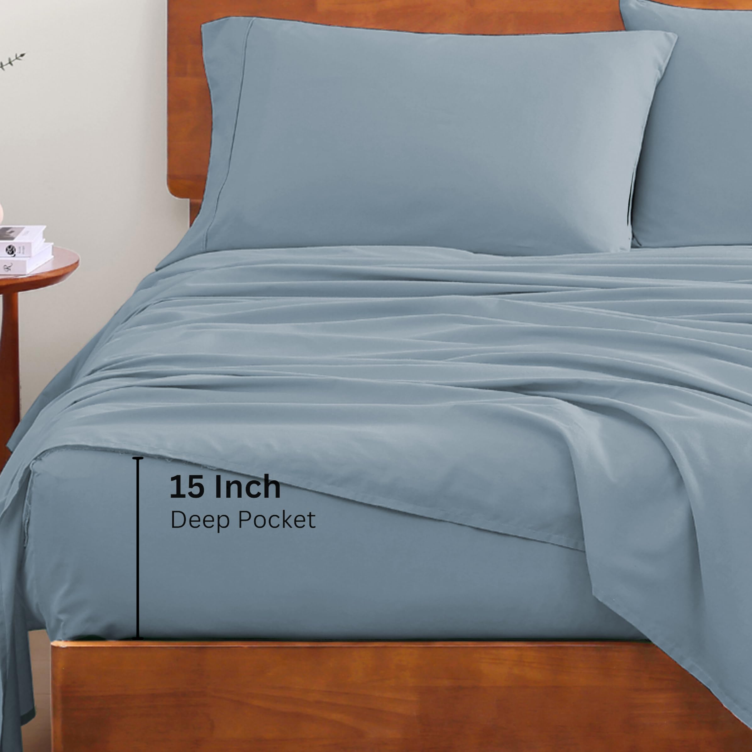 Foto 5 | Juego De Sábanas Lane Linen 100% Algodón Orgánico Queen French Blue - Venta Internacional.