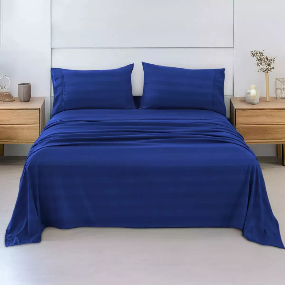 Foto 2 | Juego De Sábanas Matrimonial 3000 Hilos Egipcian Premium Azul