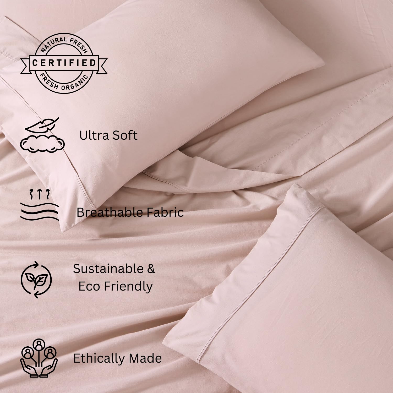 Foto 4 | Juego De Sábanas Lane Linen Para Cama De Tamaño Completo, 100% Algodón Orgánico - Venta Internacional.