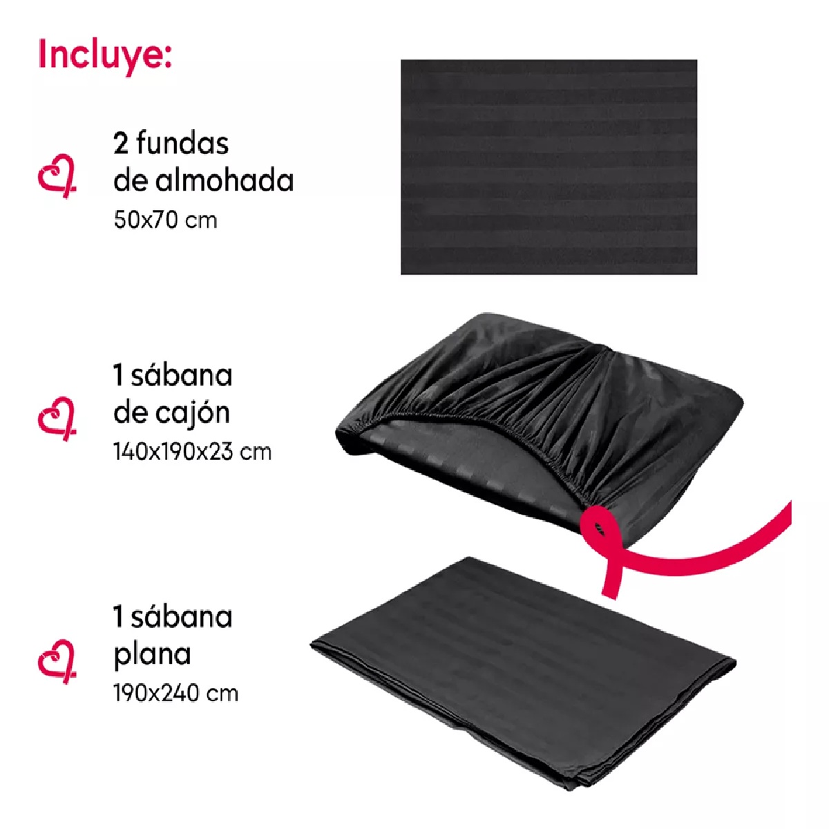 Foto 4 pulgar | Juego De Sábanas Matrimonial 3000 Hilos Egipcian Premium Negro