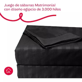Foto 4 | Juego De Sábanas Matrimonial 3000 Hilos Egipcian Premium Negro