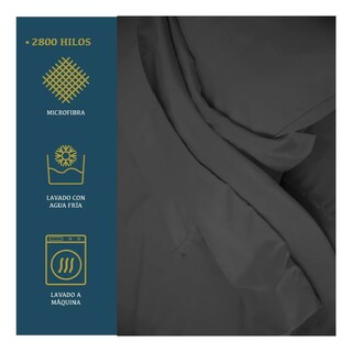 Foto 3 | Juego De Sábanas Matrimonial 3000 Hilos Egipcian Premium Gris Oscuro