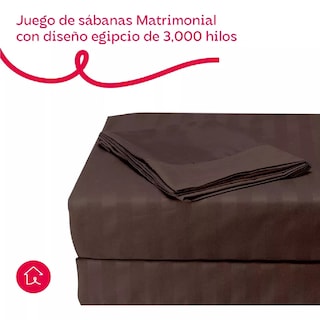Foto 5 | Juego De Sábanas Matrimonial 3000 Hilos Egipcian Premium Café