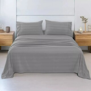 Foto 1 | Juego De Sábanas Matrimonial 3000 Hilos Egipcian Premium Gris Claro