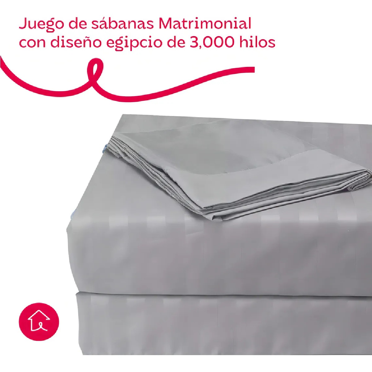 Foto 6 pulgar | Juego De Sábanas Matrimonial 3000 Hilos Egipcian Premium Gris Claro