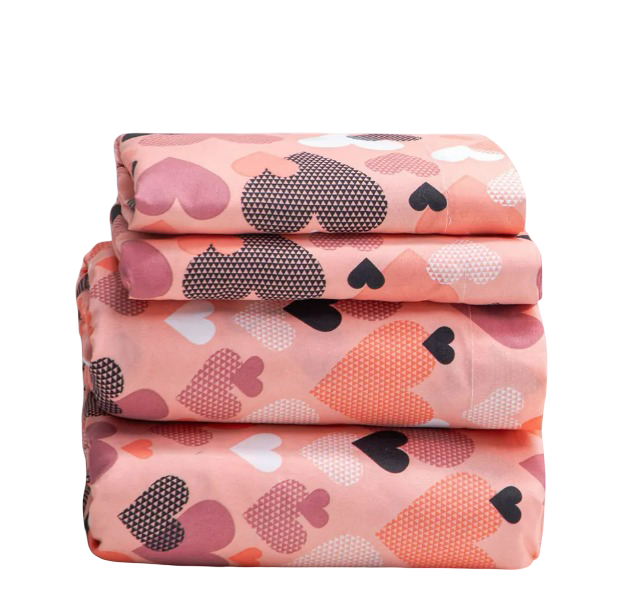 Foto 2 pulgar | Juego De Sábanas Matrimoniales Xtellar En Microfibra Con Elegante Estampado De Corazones