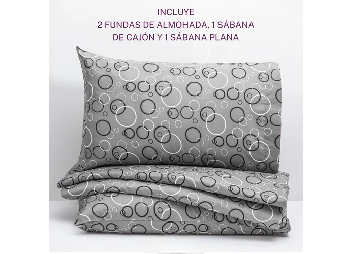 Foto 4 pulgar | Blancos Xtellar Azteca Sábanas Matrimoniales Microfibra Estampado Color Gris