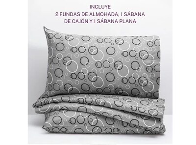 Foto 3 | Blancos Xtellar Azteca Sábanas Matrimoniales Microfibra Estampado Color Gris