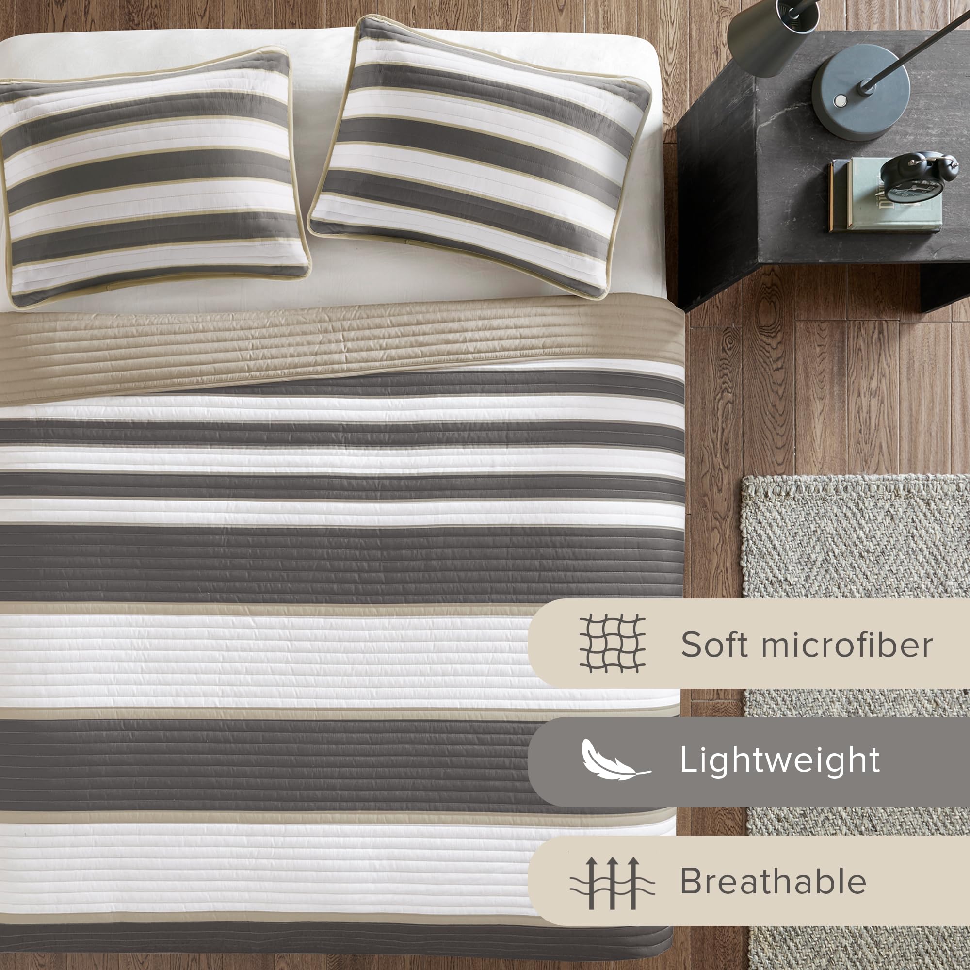 Foto 4 pulgar | Juego De Colcha Comfort Spaces Verone Queen Size, Gris, 3 Piezas - Venta Internacional.