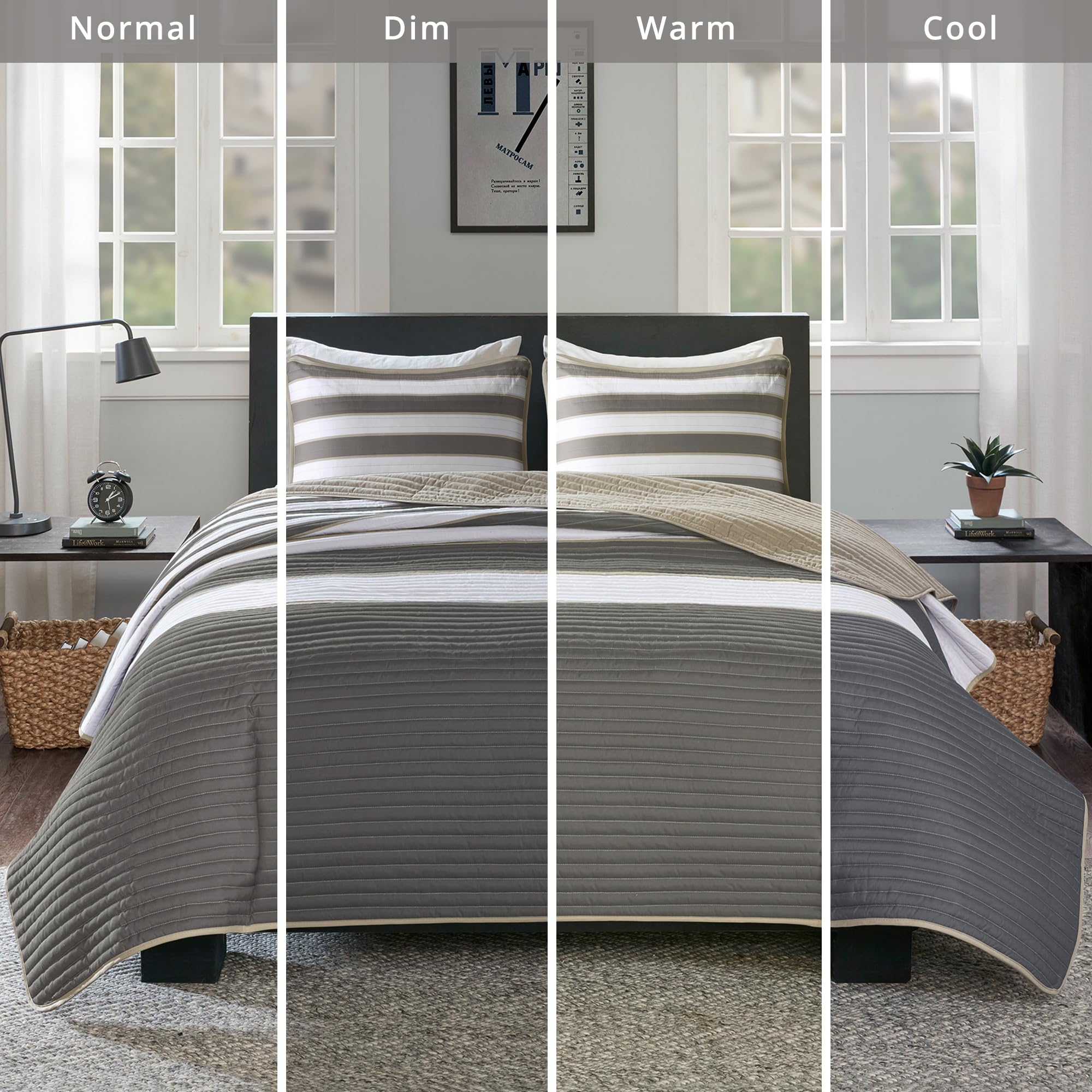 Foto 8 pulgar | Juego De Colcha Comfort Spaces Verone Queen Size, Gris, 3 Piezas - Venta Internacional.