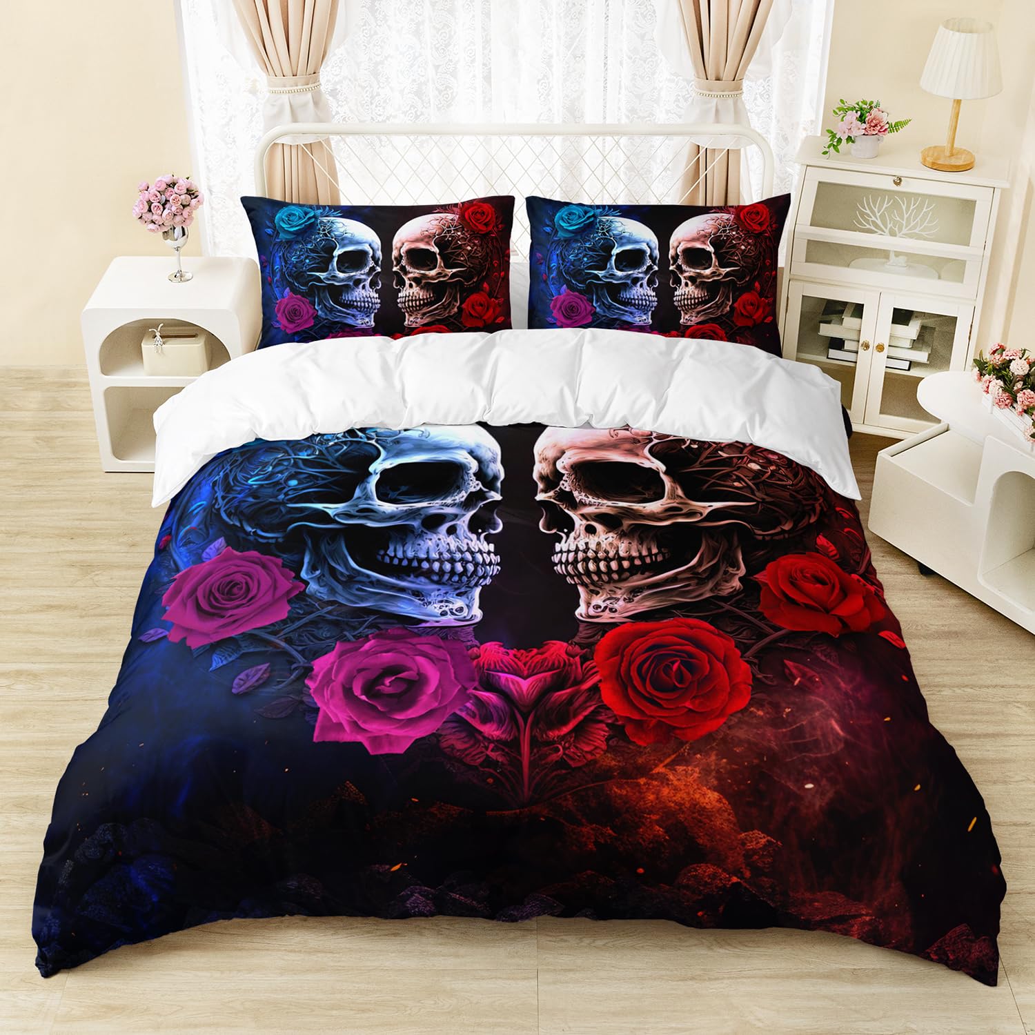 Foto 2 pulgar | Juego de Fundas de Edredón Ailonen 3d Sugar Skull King Size con 2 Fundas de Almohada - Venta Internacional