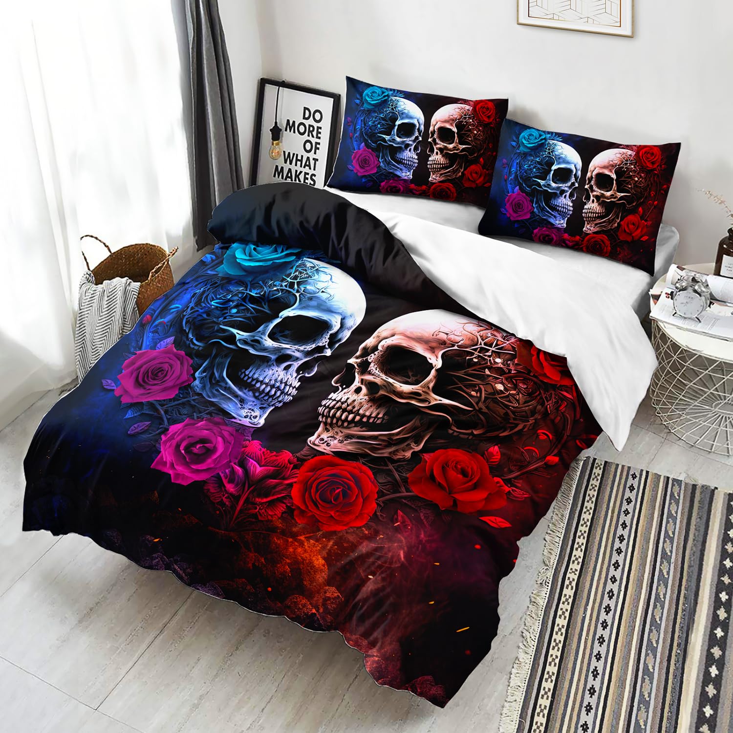 Foto 3 pulgar | Juego de Fundas de Edredón Ailonen 3d Sugar Skull King Size con 2 Fundas de Almohada - Venta Internacional