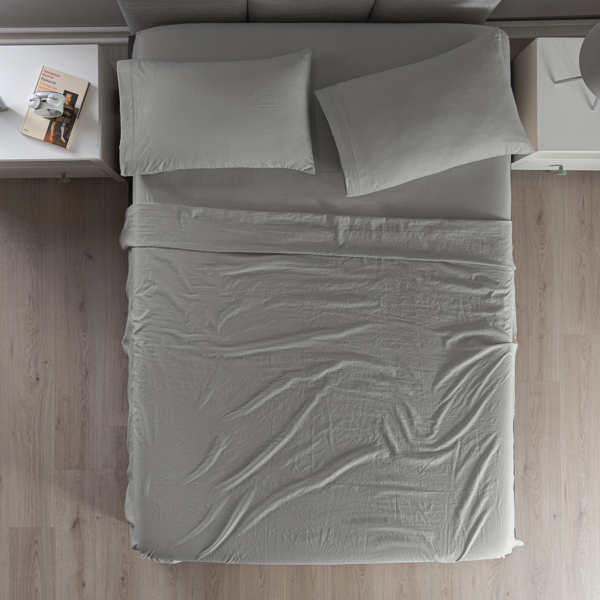 Foto 1 | Sábanas Con Fundas De Almohada Viasoft Washed King Size Gris 4 Pack