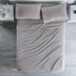 Foto 1 | Sábanas Con Fundas De Almohada Camiseta Queen Size Gris Glacial 4 Pack