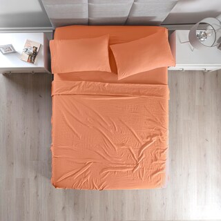 Foto 1 | Sábanas Con Fundas De Almohada Viasoft Washed Matrimonial Coral 4 Pack