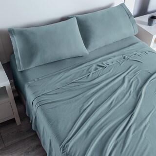 Foto 1 | Sábanas Con Fundas De Almohada Camiseta King Size Celeste 4 Pack