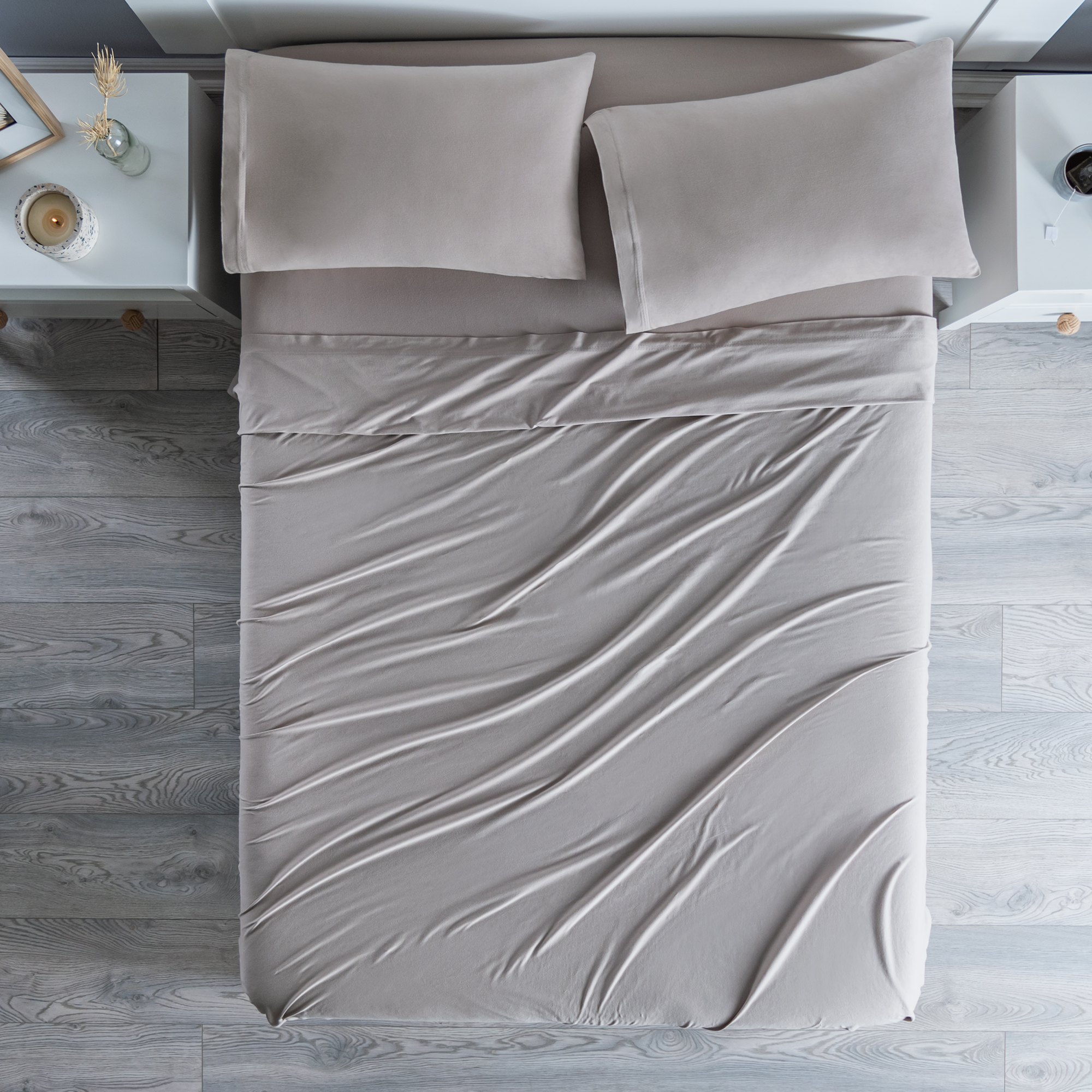 Foto 1 | Sábanas Con Fundas De Almohada Camiseta King Size Gris Glacial 4 Pack
