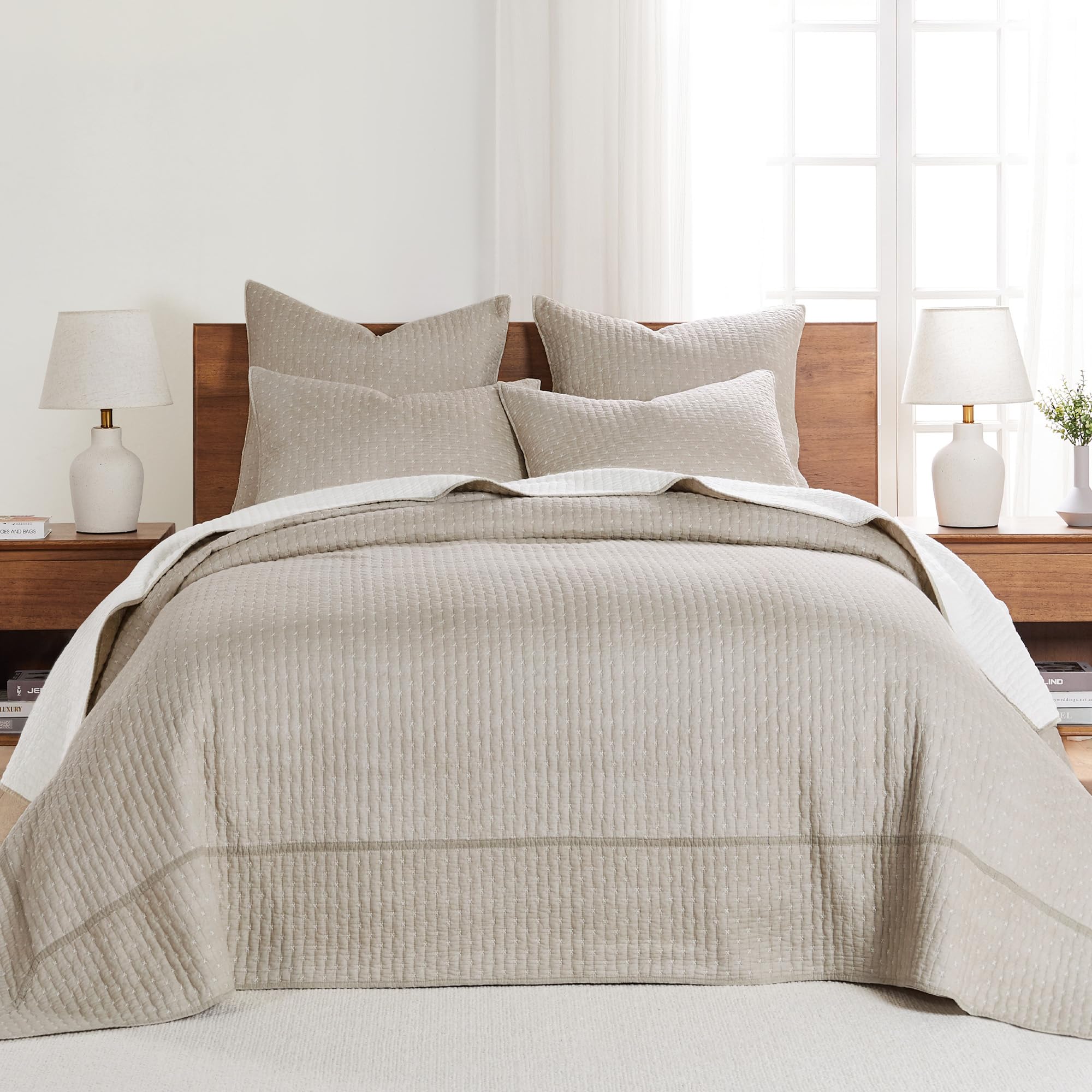 Foto 1 | Juego De Colchas Levtex Home, Punto De Cruz, Color Topo, Talla Doble - Venta Internacional.