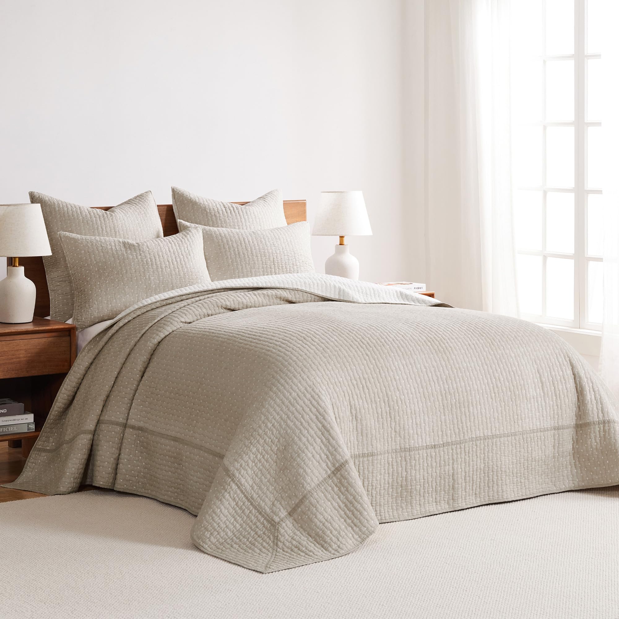 Foto 2 | Juego De Colchas Levtex Home, Punto De Cruz, Color Topo, Talla Doble - Venta Internacional.