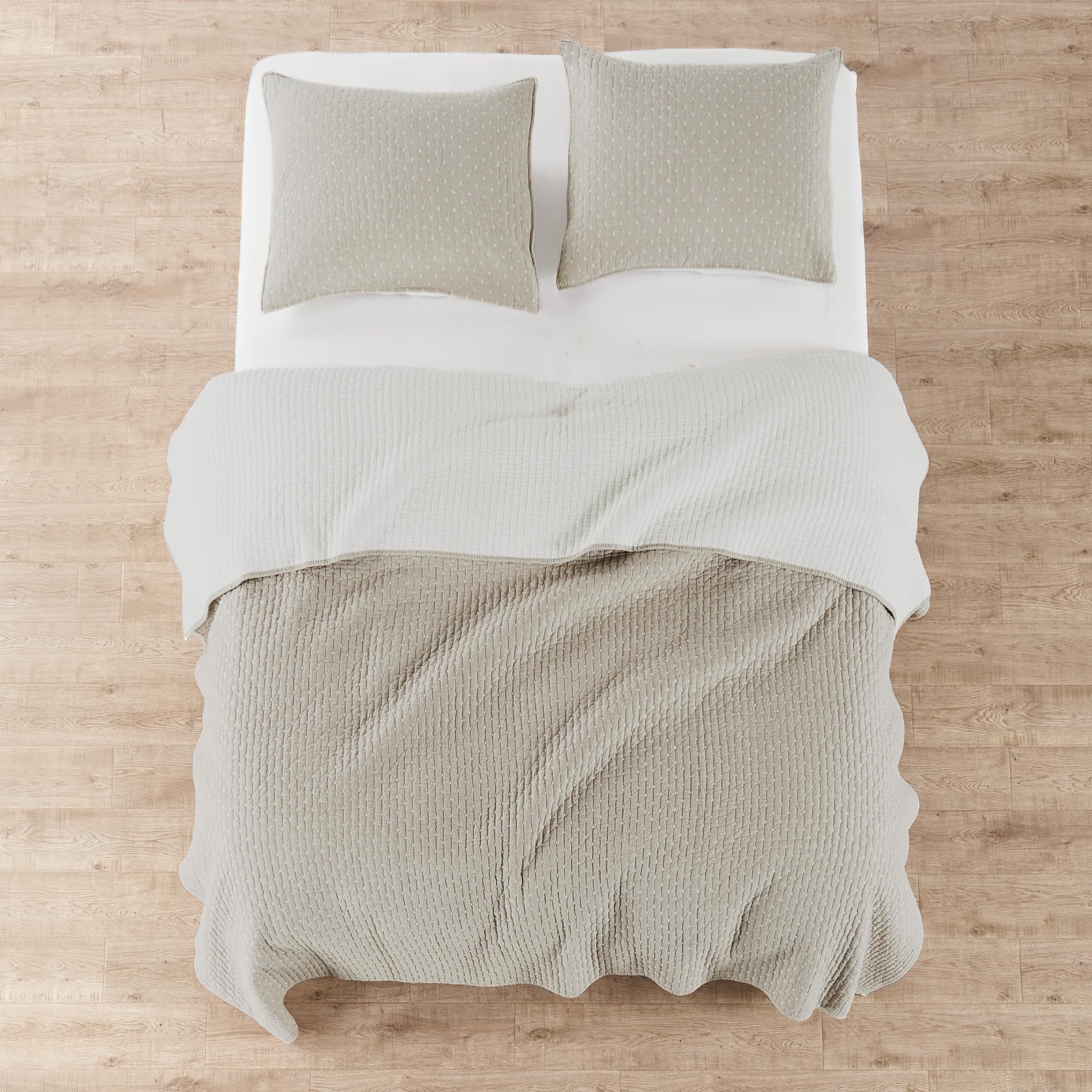 Foto 4 | Juego De Colchas Levtex Home, Punto De Cruz, Color Topo, Talla Doble - Venta Internacional.