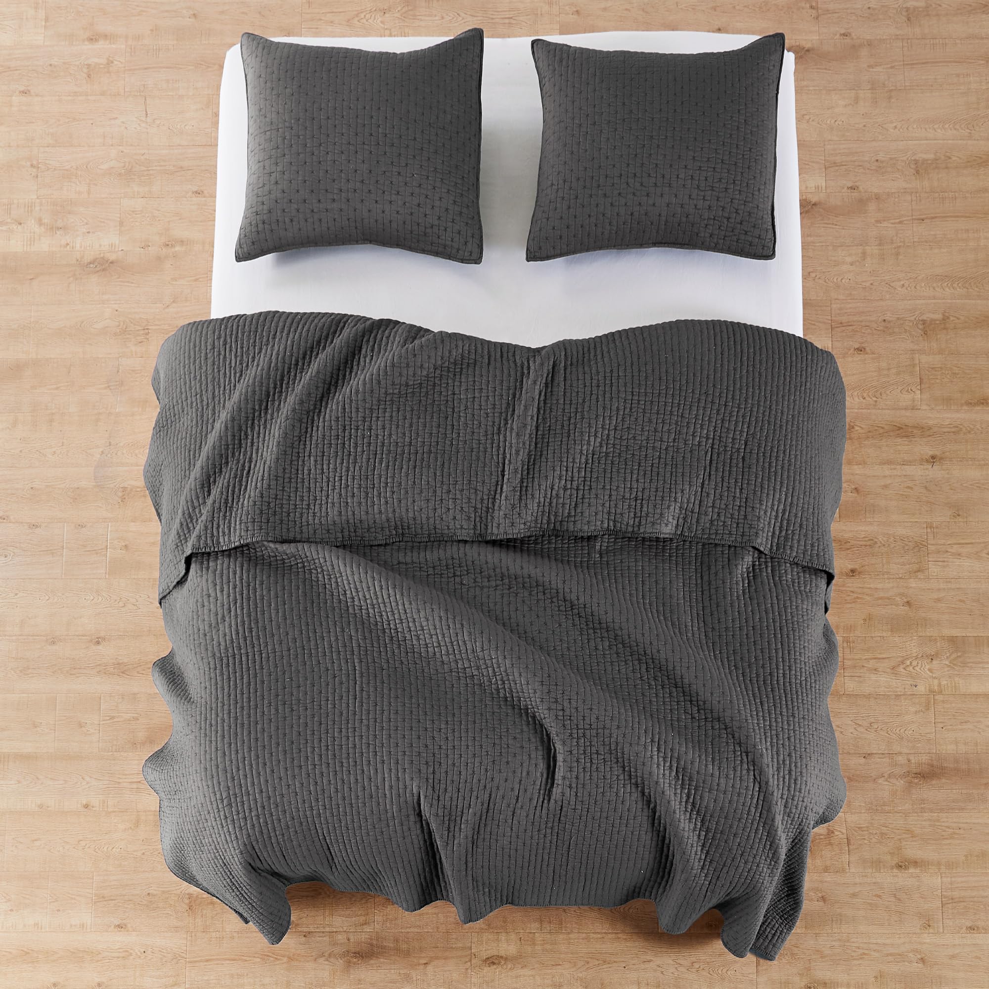 Foto 5 pulgar | Juego De Colchas Levtex Home Cross Stitch Charcoal Queen - Venta Internacional.
