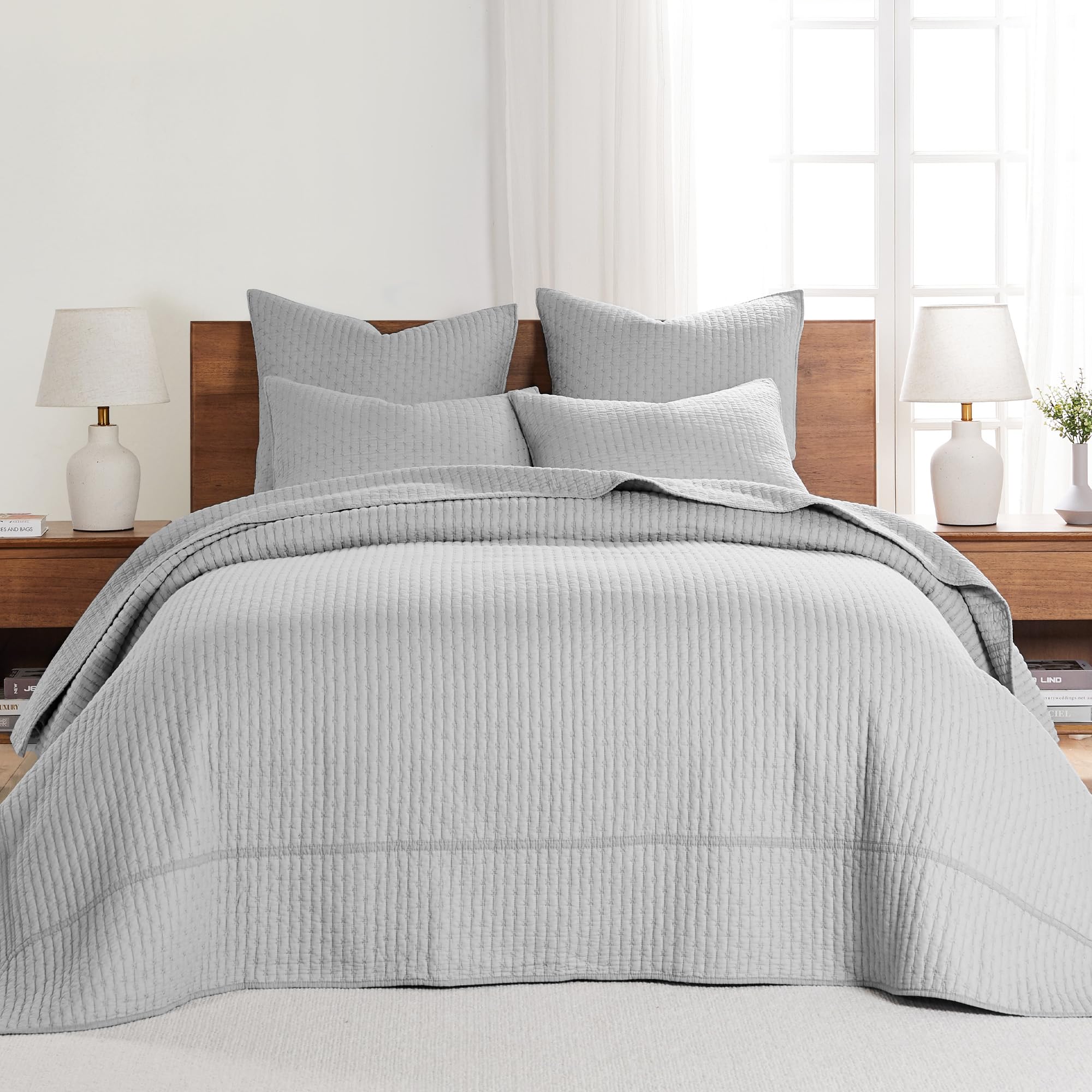 Foto 1 | Juego De Colchas Levtex Home, Punto De Cruz, Gris Claro, Completo - Venta Internacional.