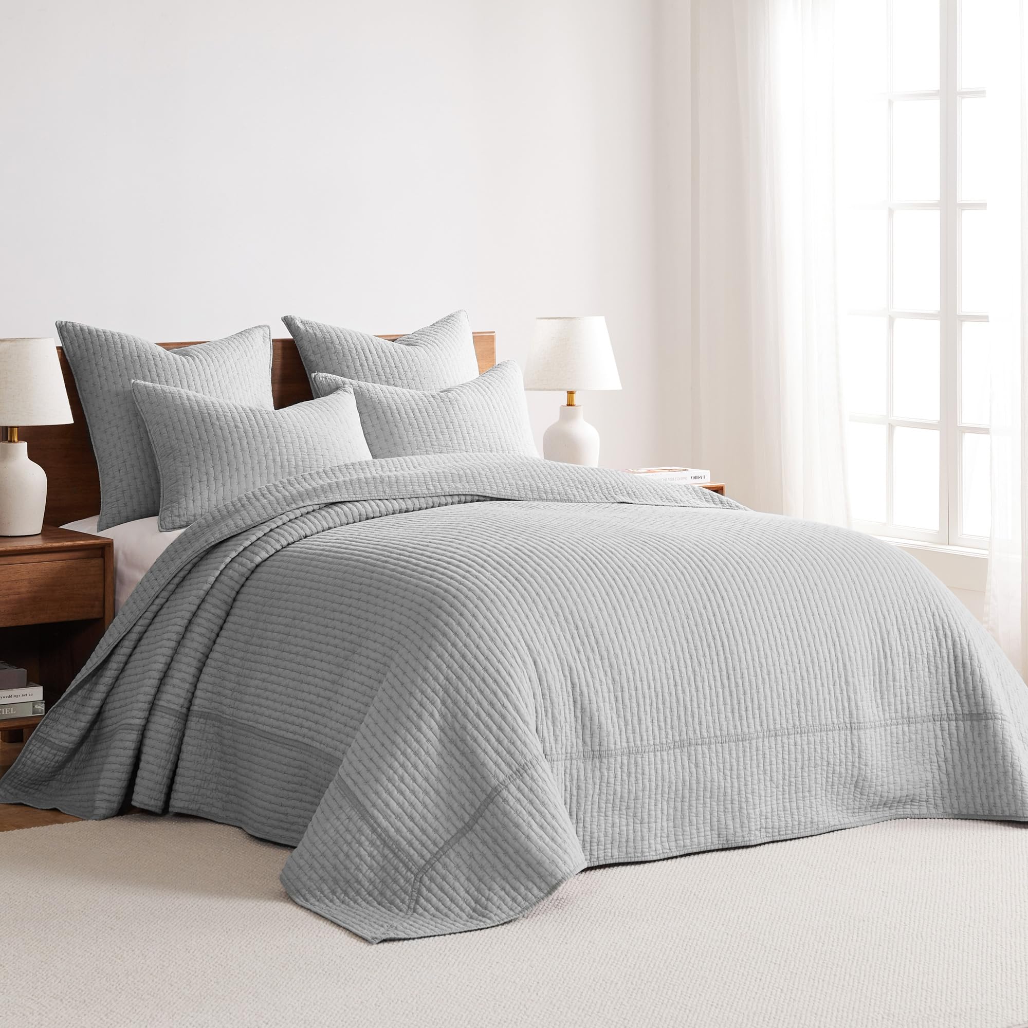 Foto 3 pulgar | Juego De Colchas Levtex Home, Punto De Cruz, Gris Claro, Completo - Venta Internacional.