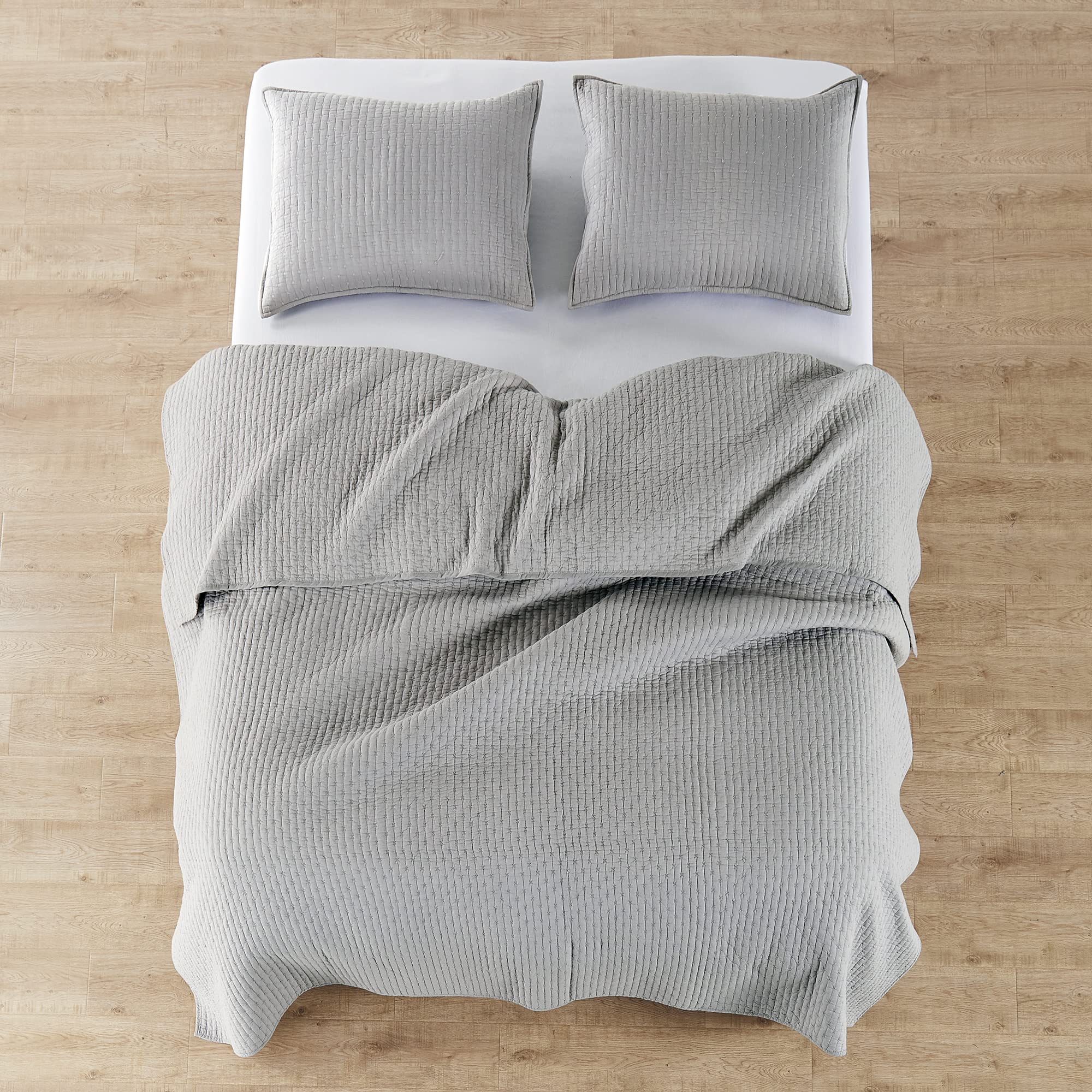Foto 5 pulgar | Juego De Colchas Levtex Home, Punto De Cruz, Gris Claro, Completo - Venta Internacional.