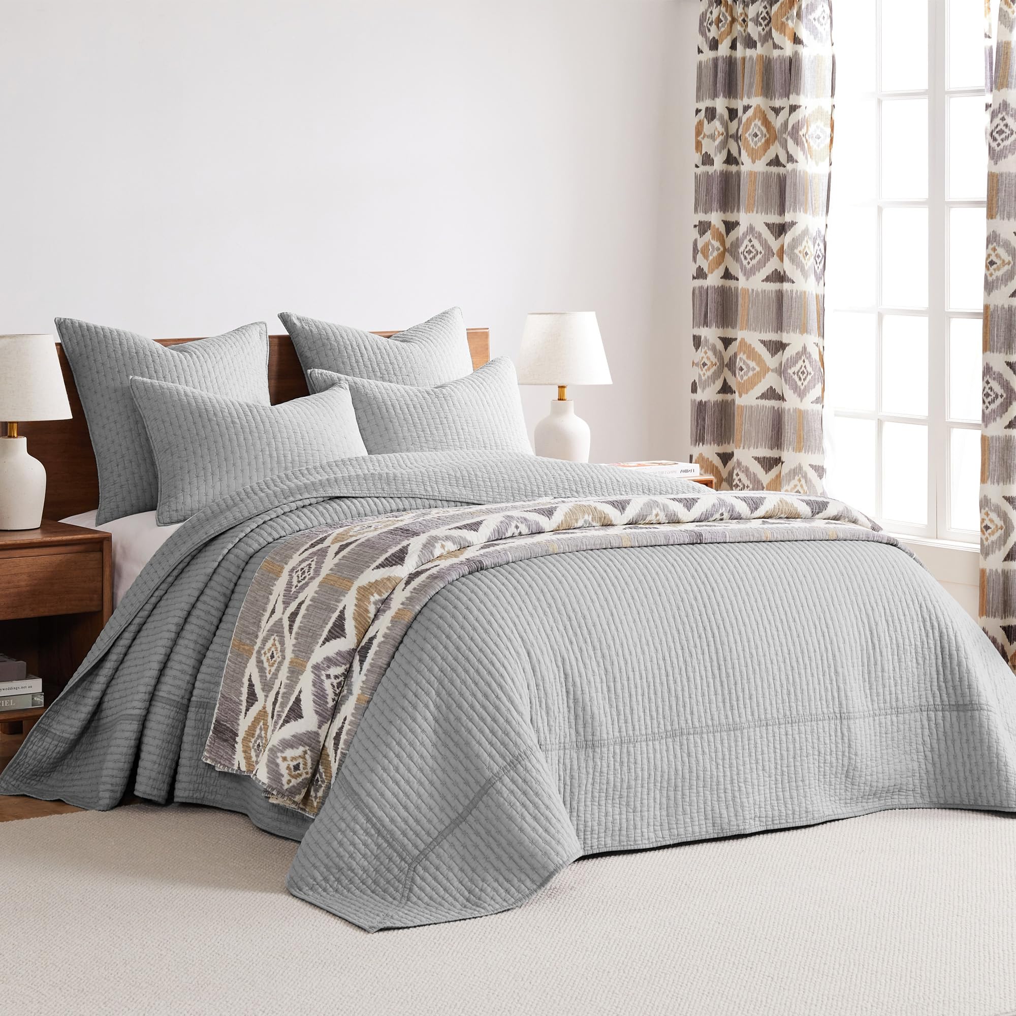 Foto 6 pulgar | Juego De Colchas Levtex Home, Punto De Cruz, Gris Claro, Completo - Venta Internacional.