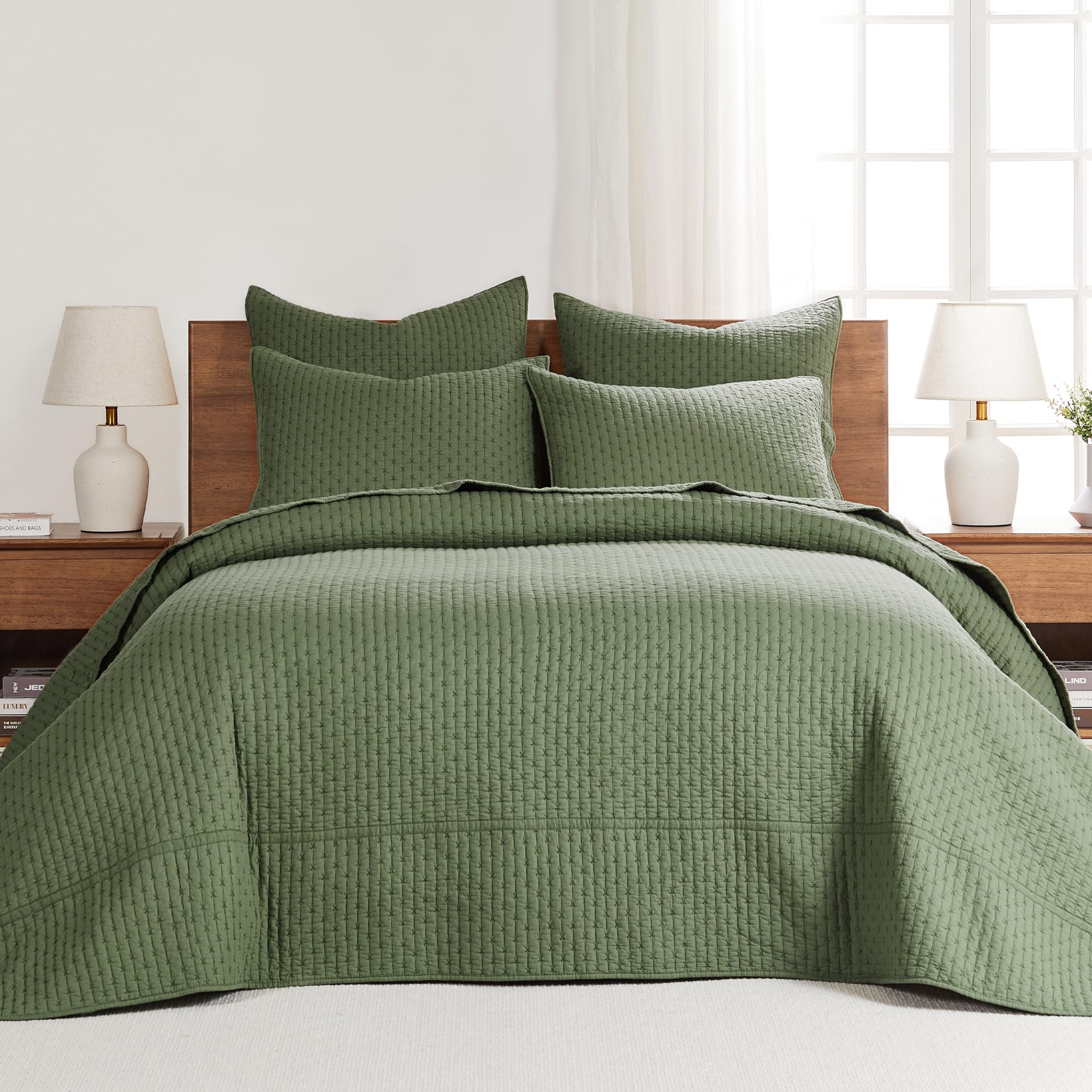 Foto 2 pulgar | Juego De Colchas Levtex Home Cross Stitch Forest Green Queen - Venta Internacional.