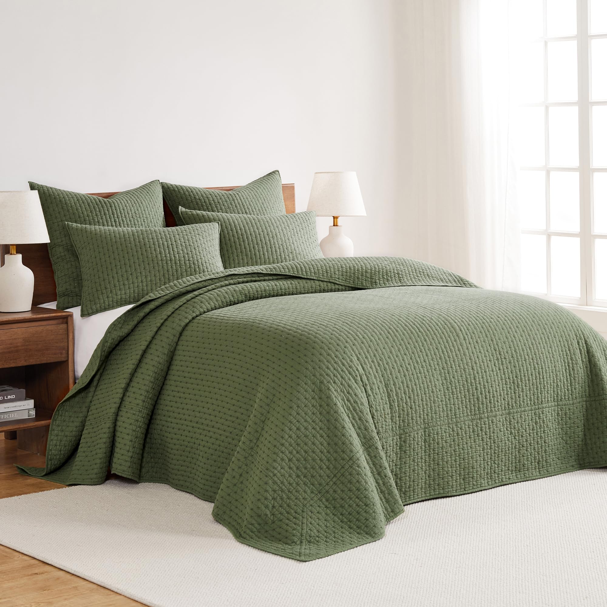 Foto 3 pulgar | Juego De Colchas Levtex Home Cross Stitch Forest Green Queen - Venta Internacional.