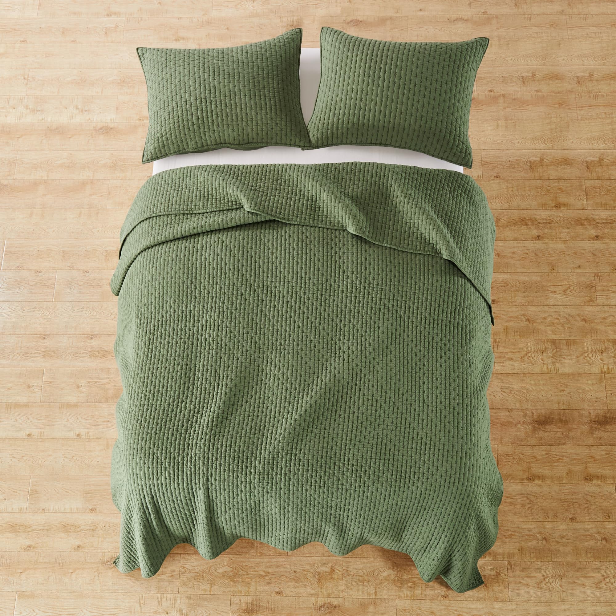 Foto 5 pulgar | Juego De Colchas Levtex Home Cross Stitch Forest Green Queen - Venta Internacional.