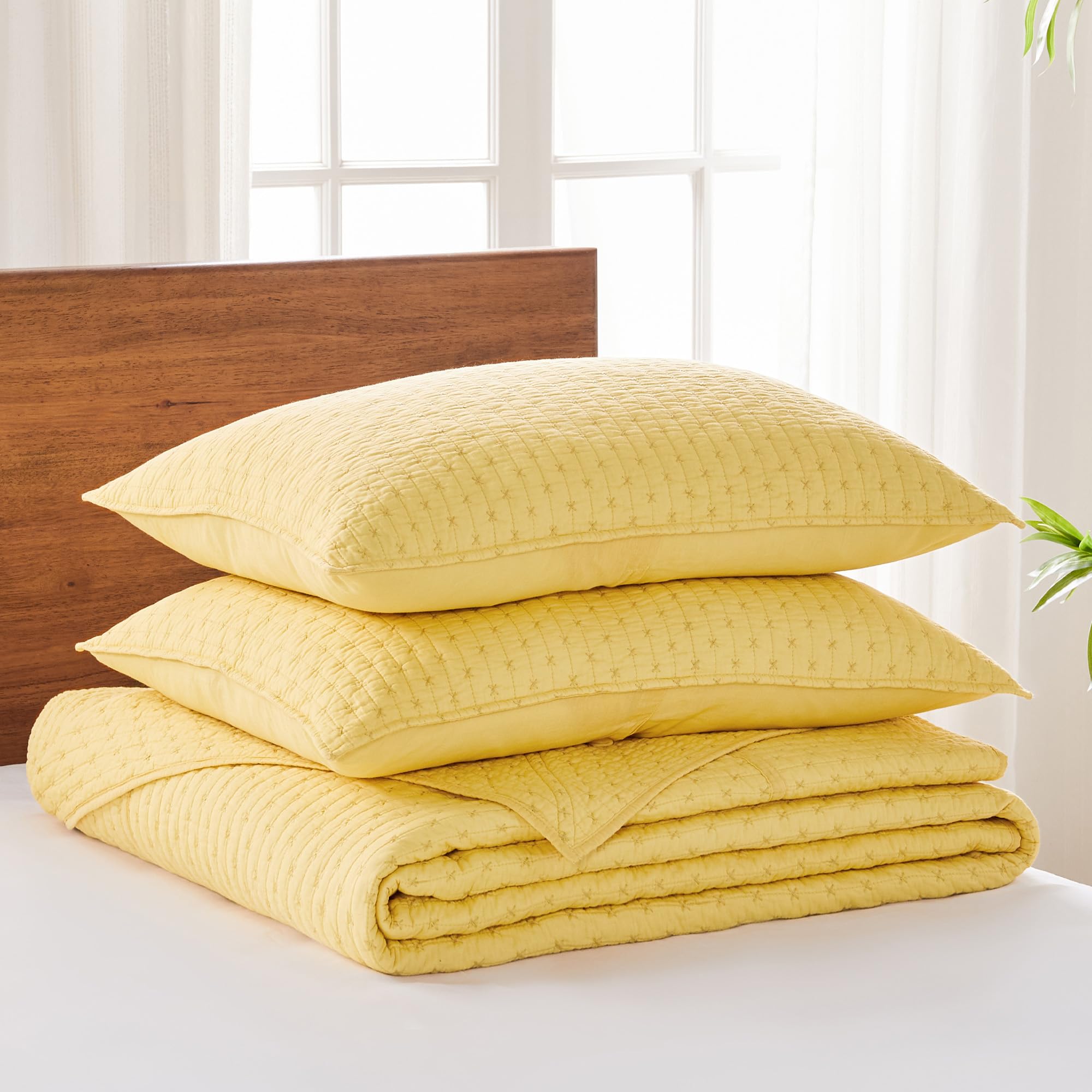 Foto 4 pulgar | Juego De Colchas Levtex Home Cross Stitch Amarillo Completo - Venta Internacional.