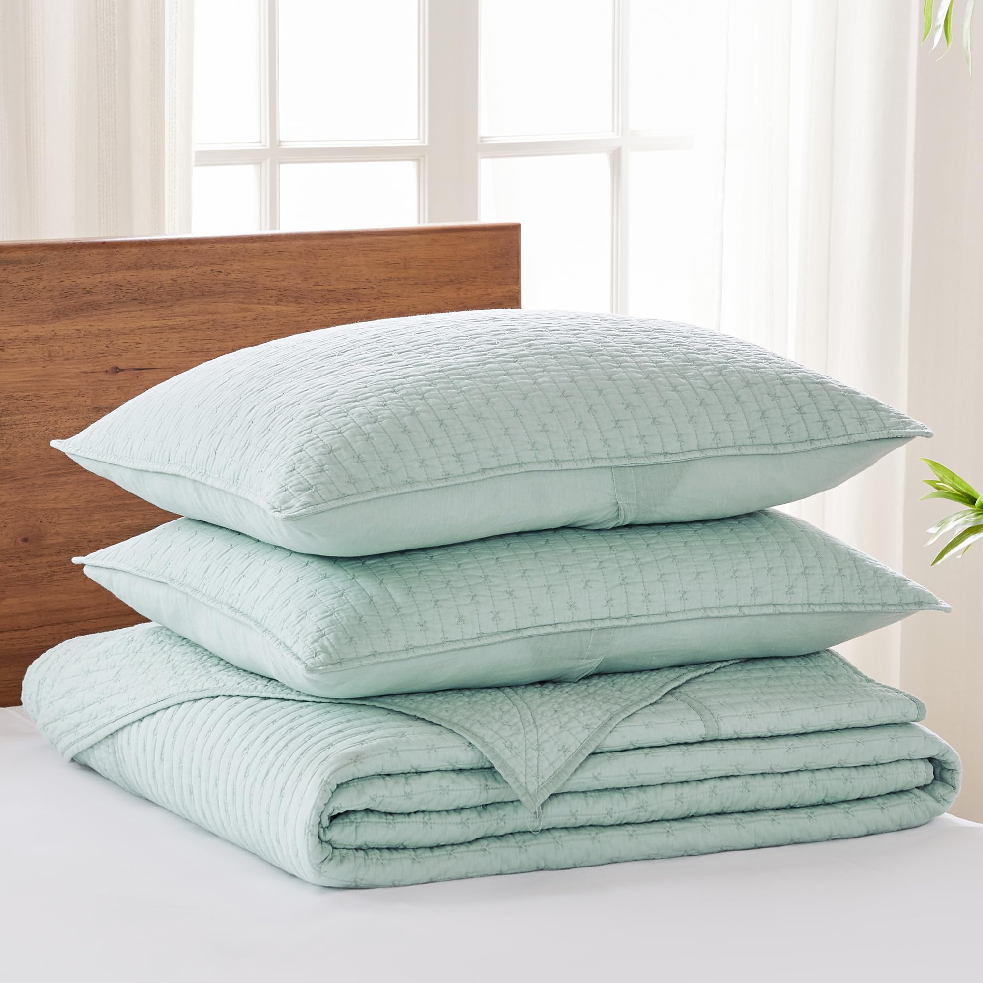 Foto 3 | Juego De Colchas Levtex Home Cross Stitch Blue Haze, Talla Doble - Venta Internacional.
