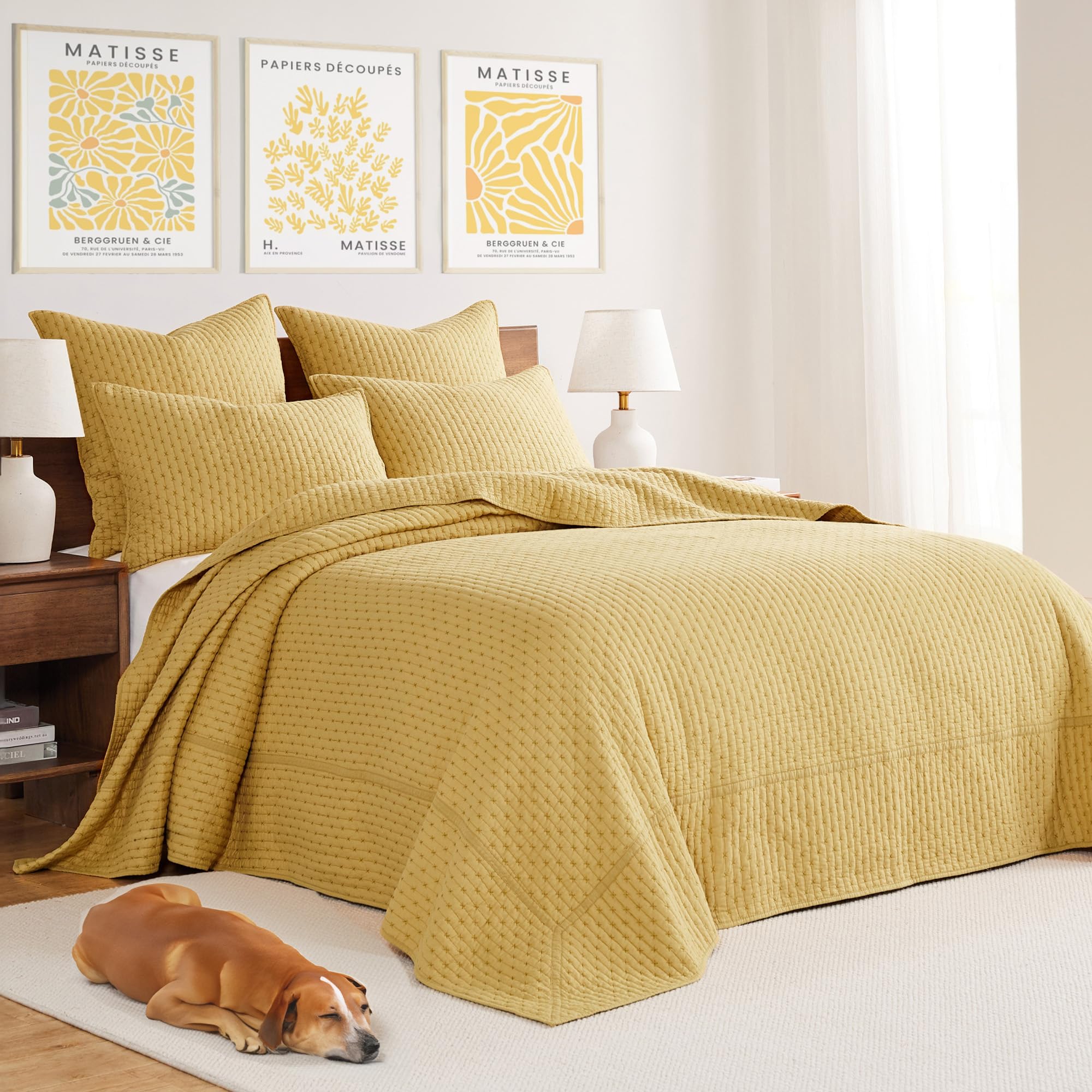 Foto 2 | Juego De Colchas Levtex Home En Punto De Cruz, Color Ocre, Tamaño King, +2 Fundas - Venta Internacional.