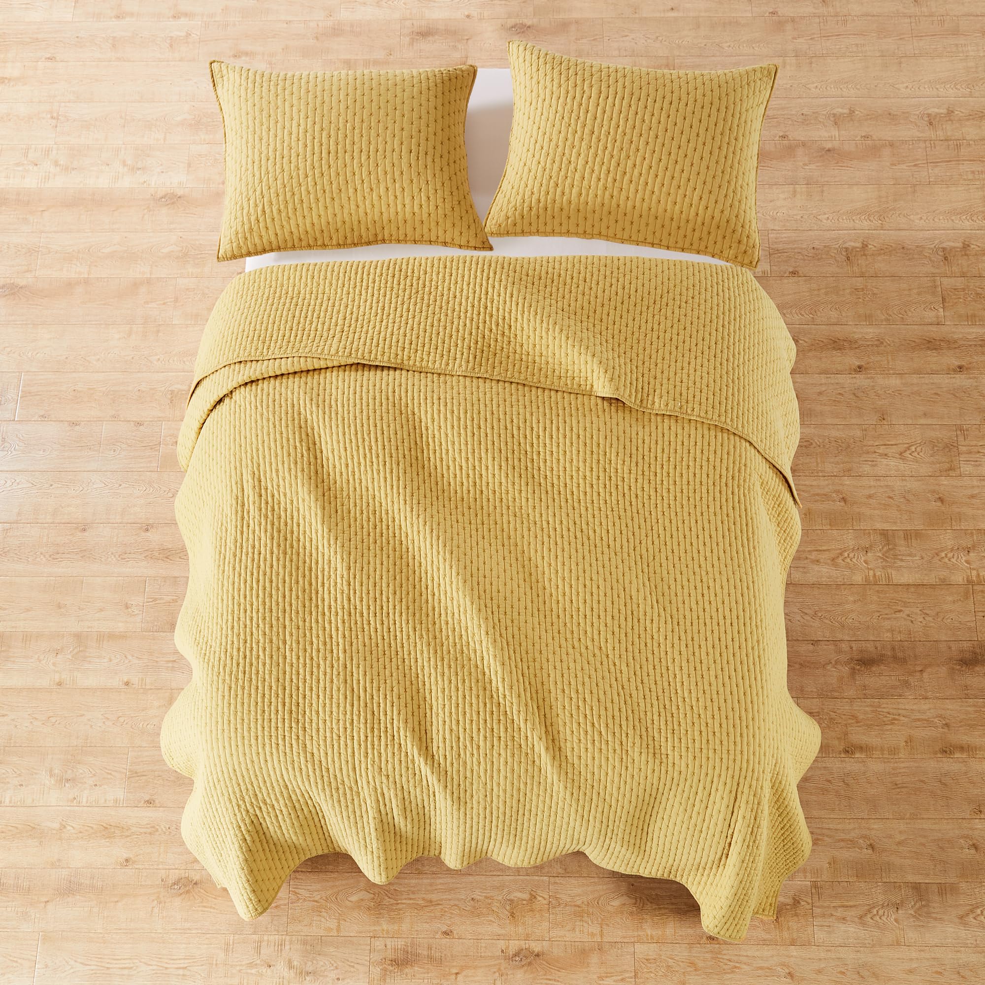 Foto 5 | Juego De Colchas Levtex Home En Punto De Cruz, Color Ocre, Tamaño King, +2 Fundas - Venta Internacional.