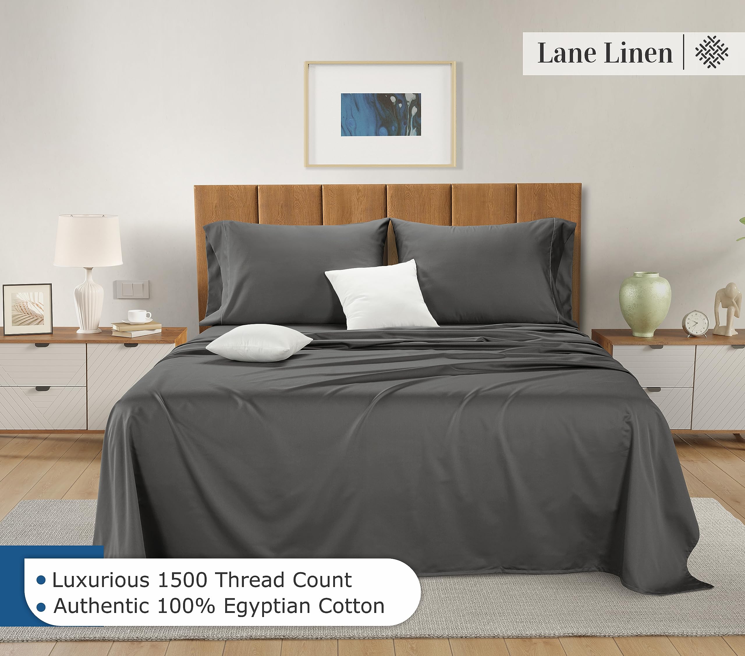 Foto 2 | Juego De Sábanas Lane Linen, 100% Algodón Egipcio, 1500 Hilos, Tamaño Completo - Venta Internacional.