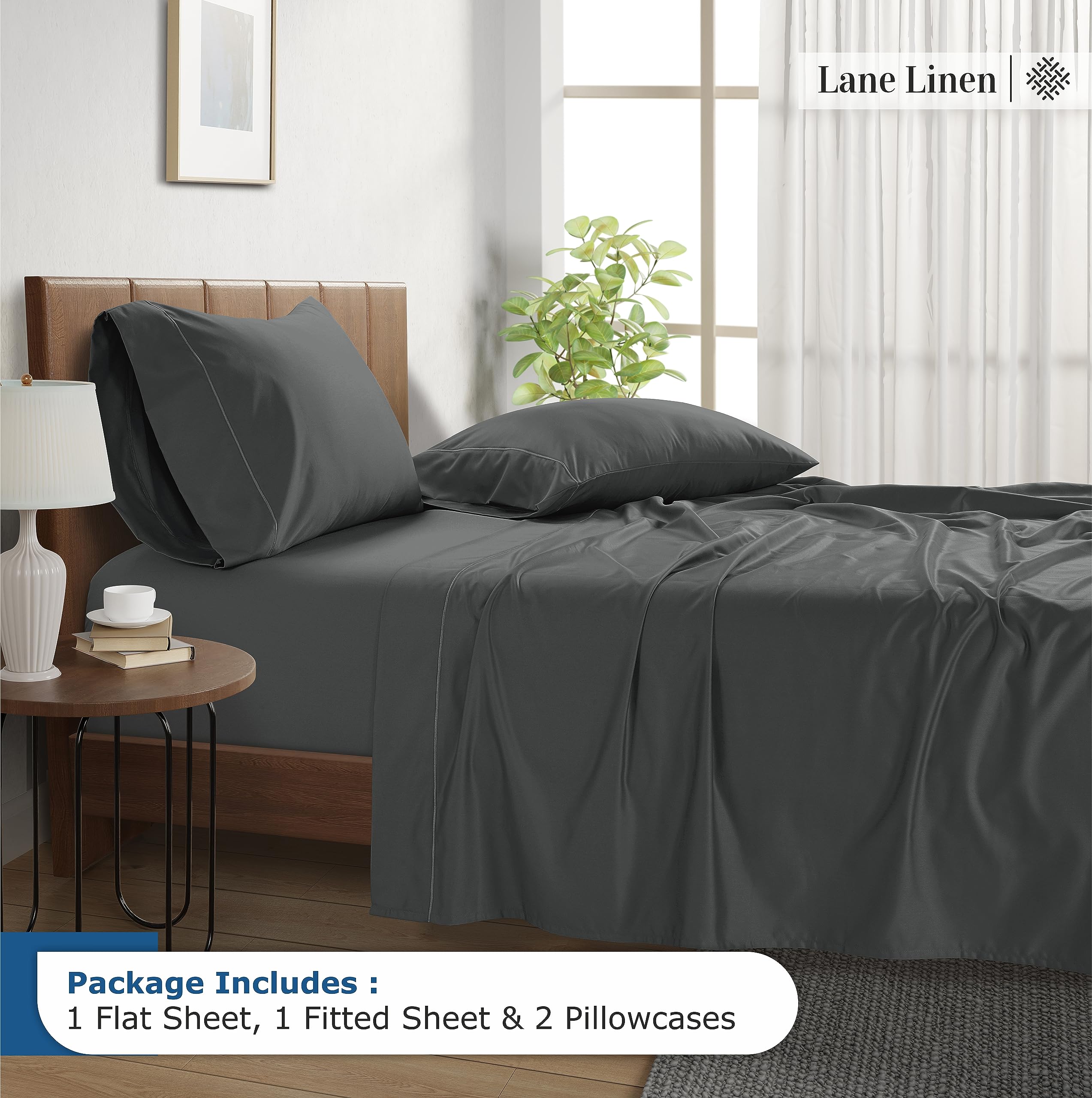 Foto 4 pulgar | Juego De Sábanas Lane Linen, 100% Algodón Egipcio, 1500 Hilos, Tamaño Completo - Venta Internacional.