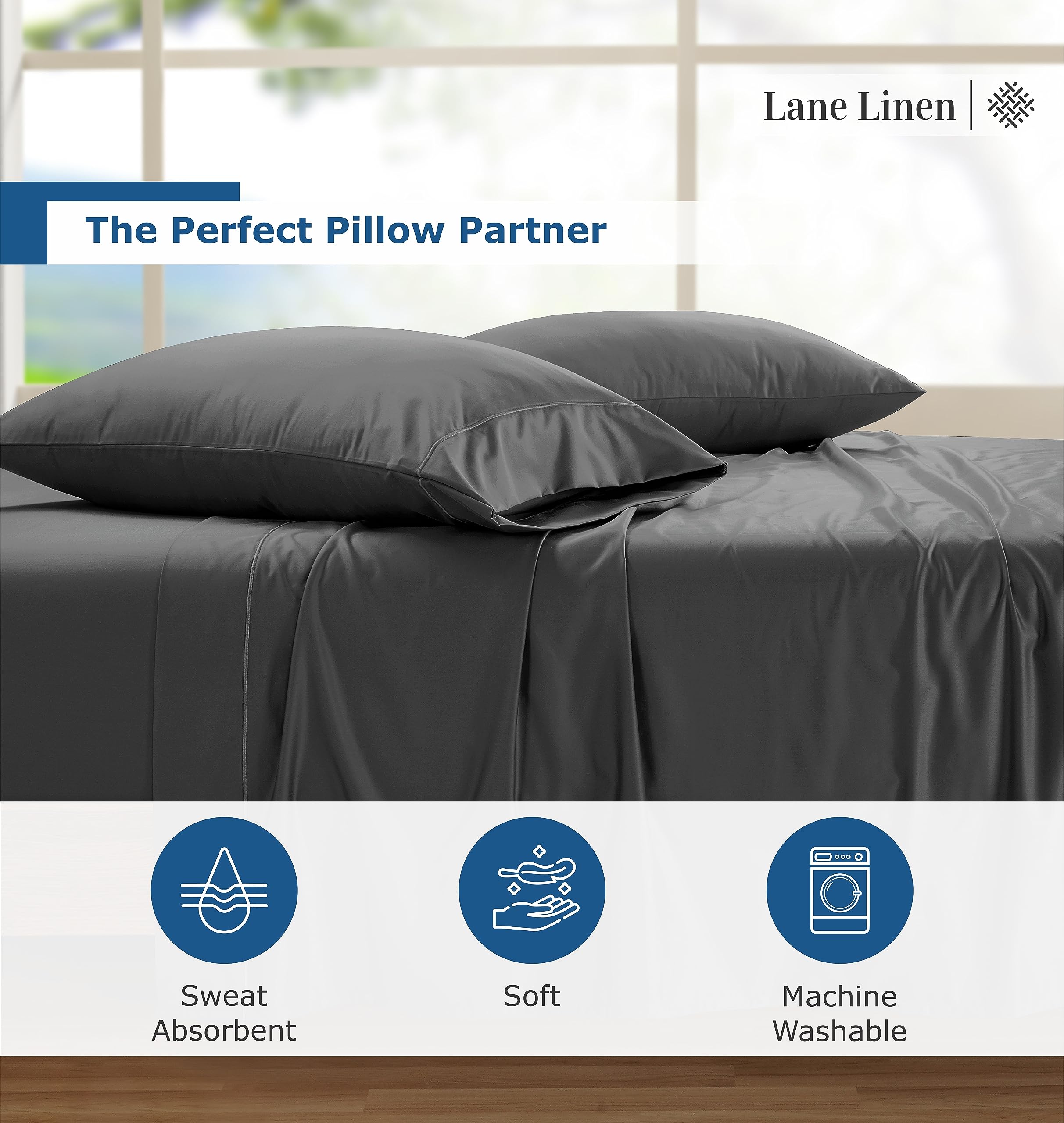 Foto 7 | Juego De Sábanas Lane Linen, 100% Algodón Egipcio, 1500 Hilos, Tamaño Completo - Venta Internacional.