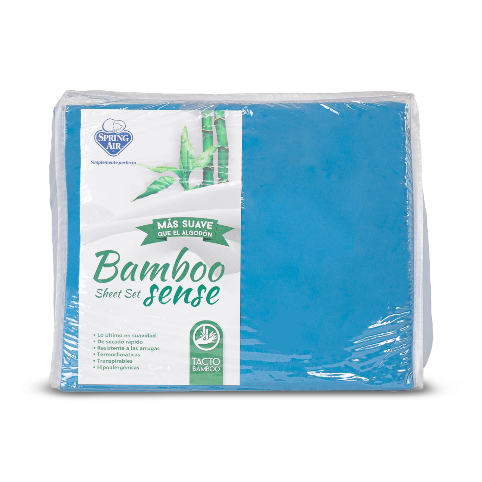 Foto 2 | Juego De Sábanas Bamboo Sense Azul  Individual Spring Air – Hipoalergénicas, Antibacteriales Y De Alta Suavidad