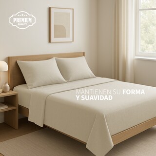Foto 3 | Juego De Sabanas De Camiseta Tesso Home King Size Frescas Color Avena