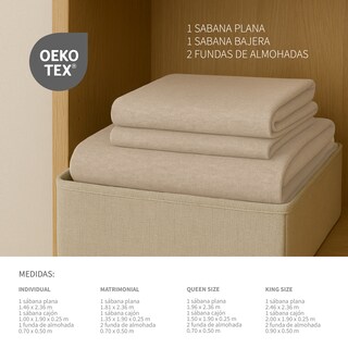 Foto 7 | Juego De Sabanas De Camiseta Tesso Home King Size Frescas Color Avena