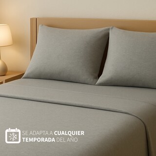 Foto 3 | Juego De Sabanas De Camiseta Tesso Home Queen Size Frescas Color Gris