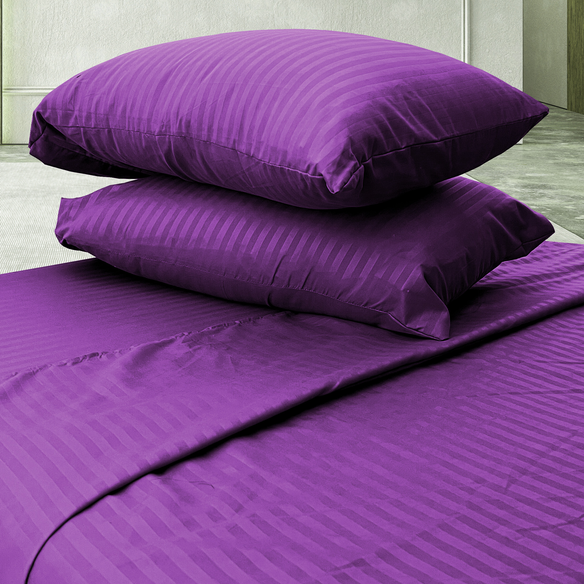 Foto 6 pulgar | Juego De Sabanas Tacto Seda King Size 4 Piezas Morado