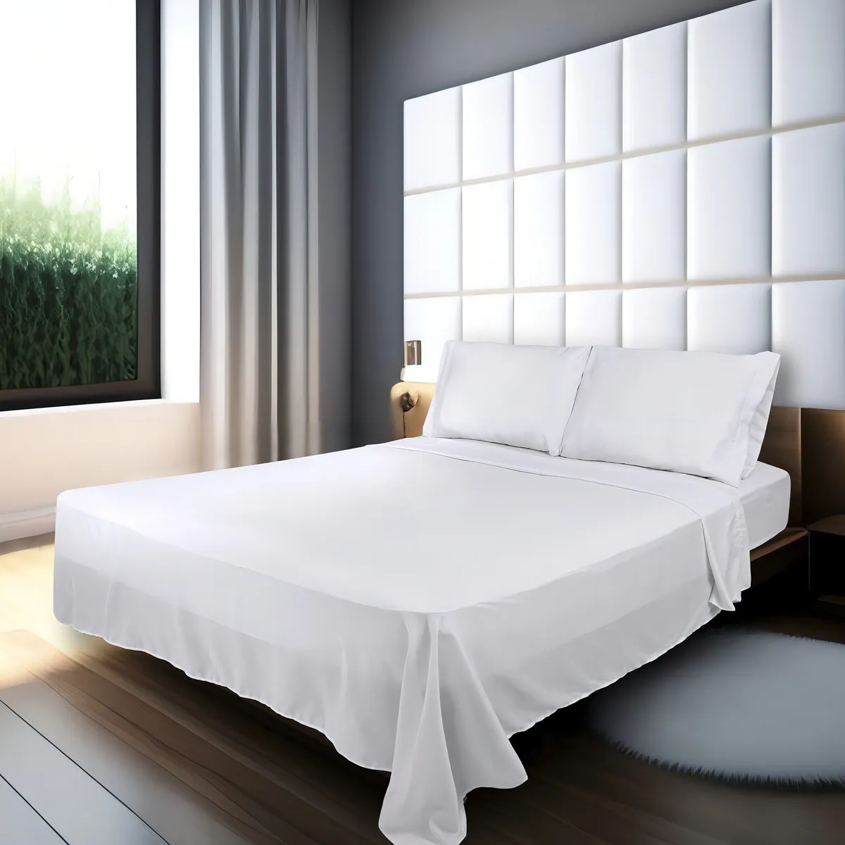 Foto 3 | Juego De Sábanas Matrimoniales  Con Diseño Liso 4 Piezas Suave Eo Safe Imports Esi-20383 Blanco