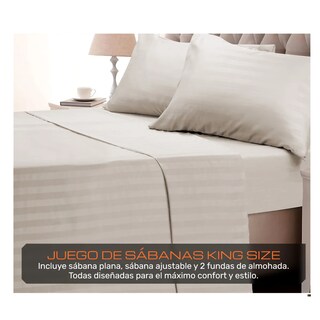 Foto 2 | Juego De Sábanas King Suave Diseño Rayado 4 Piezas Eo Safe Imports Esi-20379 Beige